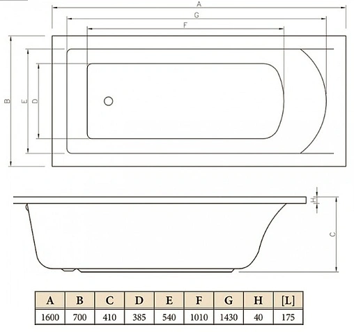 Ванна акриловая C-bath Selena 160x70 CBQ007002