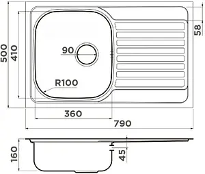 Мойка кухонная Omoikiri Kashiogawa 79-IN нержавеющая сталь 4993452, 2