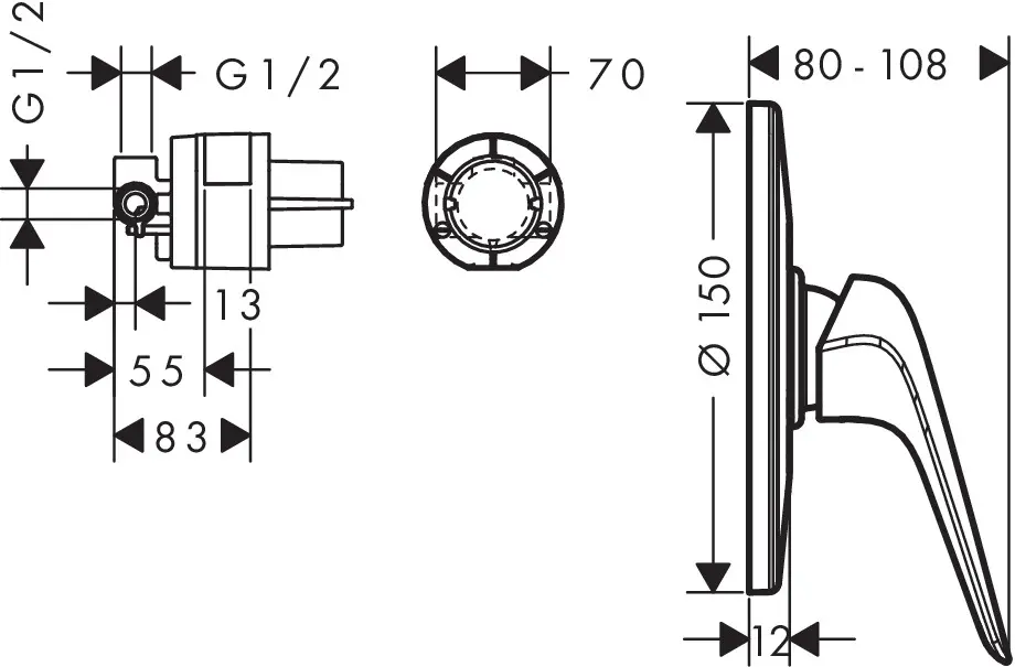 Смеситель для душа скрытого монтажа Hansgrohe Novus хром 71068000, 3