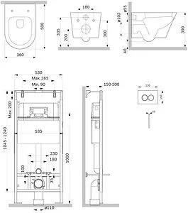 Комплект 6 в 1 Am.Pm Sense FlashClean IS100151.741701 с кнопкой хром глянцевый Комплект 6 в 1 Am.Pm Sense FlashClean IS100151.741701 с кнопкой хром глянцевый, 2