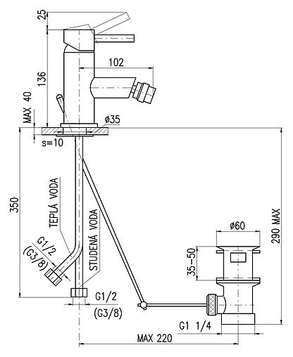 Смеситель для биде Rav Slezak Seina хром SE945.5K