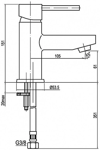 Смеситель для раковины Swedbe Diana хром 1010 Смеситель для раковины Swedbe Diana хром 1010