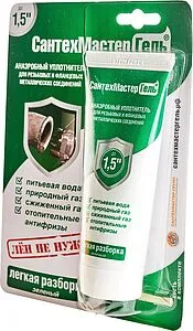 Клей-герметик анаэробный 60г зеленый СантехМастер Гель 61030 Клей-герметик анаэробный 60г зеленый СантехМастер Гель 61030, 2