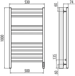 Полотенцесушитель электрический лесенка Terminus Ватикан П12 500х1000 электро sensor quick touch полированная сталь 4670078526205, 2
