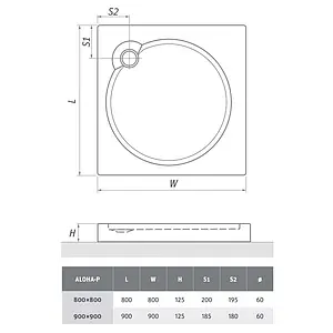 Поддон для душа акриловый низкий 900x900мм Roltechnik Aloha-P 8000149 Поддон для душа акриловый низкий 900x900мм Roltechnik Aloha-P 8000149, 2