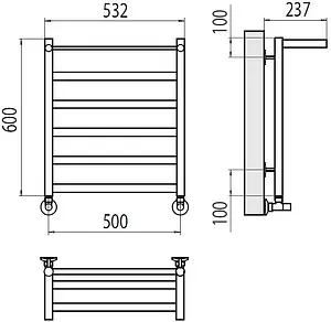 Полотенцесушитель водяной лесенка Terminus Хендрикс П6 500х600 полированная сталь 4670078530400, 2