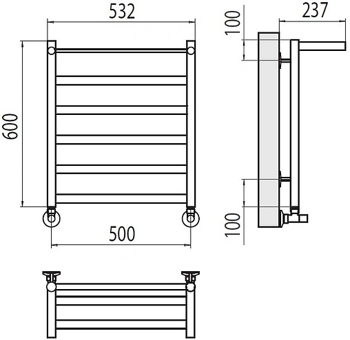 Полотенцесушитель водяной лесенка Terminus Хендрикс П6 500х600 полированная сталь 4670078530400