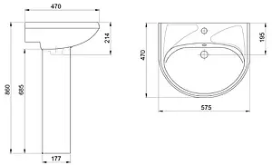 Раковина Santeri Вест 57 крап на белом 1.3111.8.S01.11B.0 Раковина Santeri Вест 57 крап на белом 1.3111.8.S01.11B.0, 2