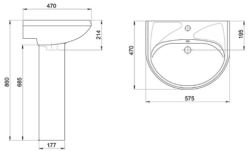 Раковина Santeri Вест 57 крап на белом 1.3111.8.S01.11B.0