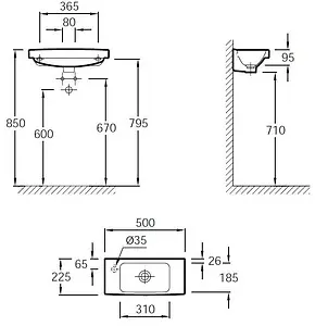 Раковина Jacob Delafon Odeon Up 50 белый E4701R-00 Раковина Jacob Delafon Odeon Up 50 белый E4701R-00, 2