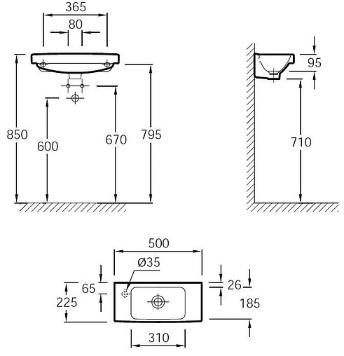 Раковина Jacob Delafon Odeon Up 50 белый E4701R-00