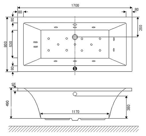 Ванна акриловая Excellent Pryzmat Lux 170x80 WAEX.PRL17WH