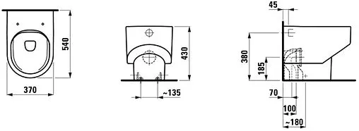 Унитаз приставной безободковый Laufen Sonar Rimless белый 8.2334.1.000.000.1