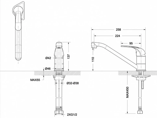 Смеситель для кухни Bravat Fit хром F7135188CP-RUS