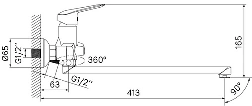 Смеситель для ванны с длинным изливом IDDIS Torr хром TORSBL2i10WA