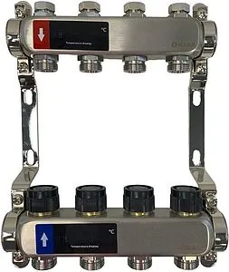 Группа коллекторная без расходомеров 4 отвода 1&quot;в/в x ¾&quot;ек WAAG WG.588.0604, 1