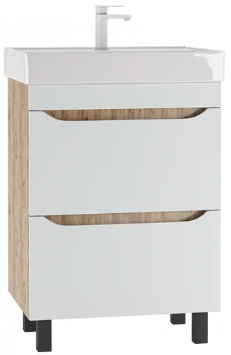 Тумба-умывальник напольная Домино Bruno 60 белый/дуб вотан DBr2903T+4607152361674