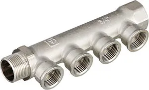 Коллектор распределительный проходной 4 отвода ¾&quot;в/н x ½&quot;в Valtec VTc.550.N.0504, 1