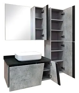 Шкаф-пенал подвесной Comforty Эдинбург 40 бетон светлый/чёрный 00004147998CF Шкаф-пенал подвесной Comforty Эдинбург 40 бетон светлый/чёрный 00004147998CF, 3