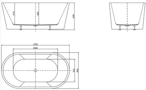 Ванна акриловая отдельностоящая BelBagno 170x80 BB202-1700-800