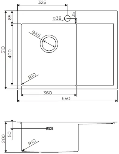 Мойка кухонная Omoikiri Akisame 65-IN-L нержавеющая сталь 4973058