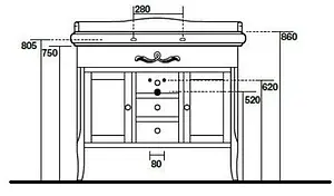 Тумба под умывальник напольная Kerasan Retro 100 белый матовый 734730 Тумба под умывальник напольная Kerasan Retro 100 белый матовый 734730, 2