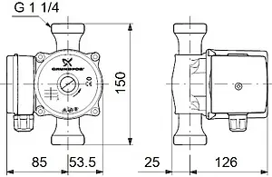 Насос циркуляционный для ГВС Grundfos UP 20-45 N 95906472 Насос циркуляционный для ГВС Grundfos UP 20-45 N 95906472, 2