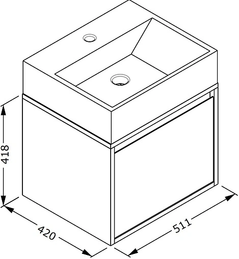 Тумба-умывальник подвесная ISVEA Pro 50 антрацит 21SFS204050I+10SF50051SV