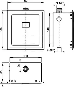 Автоматическое устройство смыва для писсуара (на батарейках 6V) пластик AlcaPlast нержавеющая сталь ASP4-B Автоматическое устройство смыва для писсуара (на батарейках 6V) пластик AlcaPlast нержавеющая сталь ASP4-B, 2