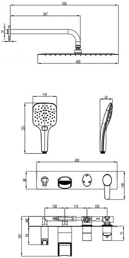 Душевая система со смесителем для ванны Lemark Atlantiss хром LM3225C