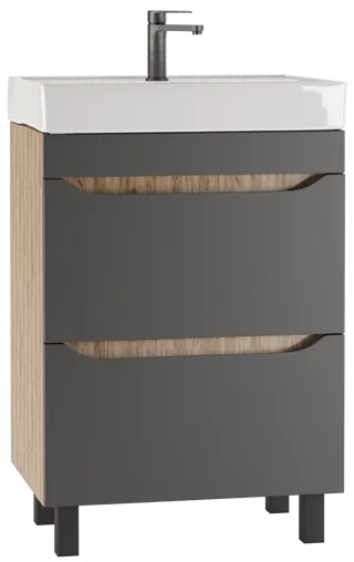Тумба-умывальник напольная Домино Bruno 60 графит/дуб вотан DBr2901T+4607152361674