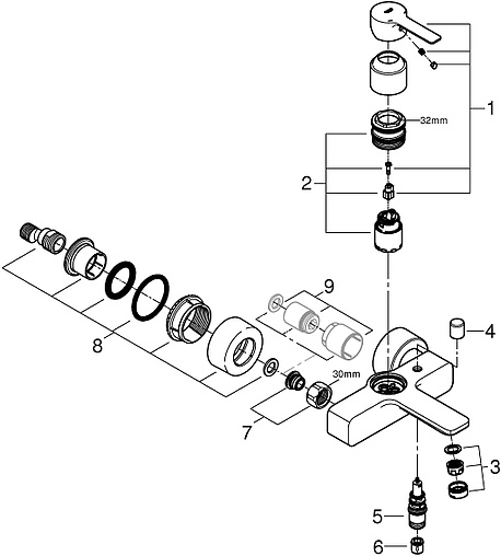 Смеситель для ванны Grohe Lineare хром 33849001