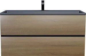 Тумба-умывальник подвесная Uperwood Barsa 100 дуб сонома/чёрный матовый 293020542, 1