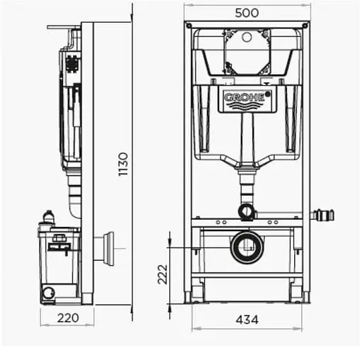 Инсталляция для унитаза с канализационным насосом SFA Saniwall Pro UP Инсталляция для унитаза с канализационным насосом SFA Saniwall Pro UP