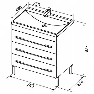 Тумба под умывальник напольная Aquanet Верона 75 белый 00178254, 2