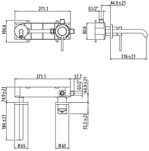 Смеситель для раковины из стены Gattoni Circle Two хром 9135/91C0, 2