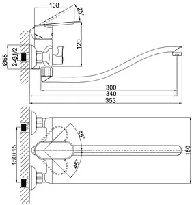 Смеситель для ванны с длинным изливом D&K Rhein Speyer хром DA1313341 Смеситель для ванны с длинным изливом D&K Rhein Speyer хром DA1313341, 2