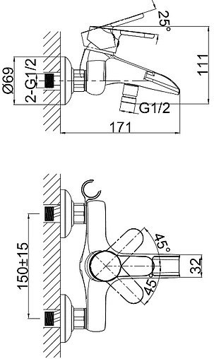 Смеситель для ванны D&amp;K Rhein Marx хром DA1393501