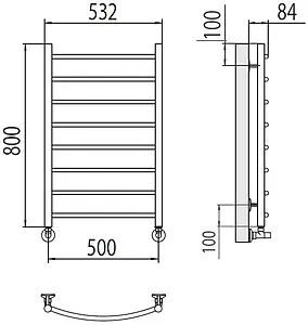 Полотенцесушитель водяной лесенка Terminus Классик П8 500х800 полированная сталь 4670078530271, 2