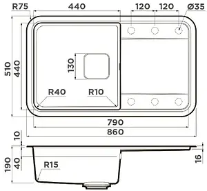 Мойка кухонная Omoikiri Tasogare 86-GR leningrad grey 4993459 Мойка кухонная Omoikiri Tasogare 86-GR leningrad grey 4993459, 2