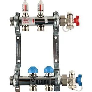 Группа коллекторная с расходомерами 2 отвода 1&quot;н/н x ¾&quot;ек Rehau HKV-D 12080211002, 1