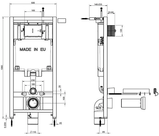 Комплект 5 в 1 Jacob Delafon Elite E21742RU-00 с кнопкой E4316-CP хром глянцевый