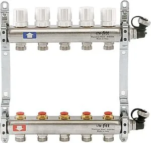 Группа коллекторная распределительная 5 отводов 1"в/в x ¾"ек Uni-fitt 451I4305 Группа коллекторная распределительная 5 отводов 1"в/в x ¾"ек Uni-fitt 451I4305, 1