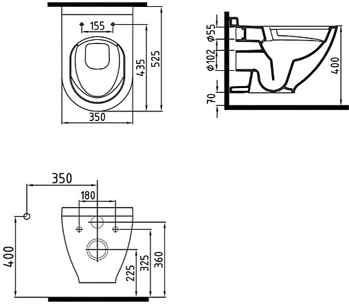 Унитаз подвесной безободковый с функцией биде и встроенным смесителем Bien Harmony белый HRKA052N5VE0W3000
