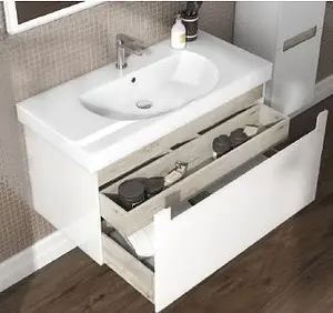 Тумба-умывальник подвесная Kerama Marazzi Buongiorno Plus 100 белый/дуб кантри BGP.100.1+1\WHT+BG.wb.100 Тумба-умывальник подвесная Kerama Marazzi Buongiorno Plus 100 белый/дуб кантри BGP.100.1+1\WHT+BG.wb.100, 3