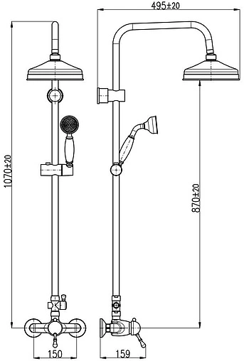 Душевая система со смесителем для душа Rav Slezak Labe чёрный матовый L581.5/3CMAT