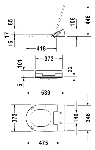 Унитаз подвесной под крышку биде Duravit ME by Starck белый 2528590000