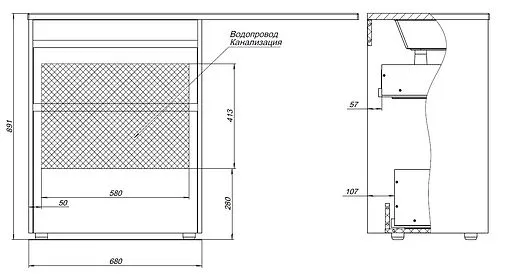 Тумба-умывальник напольная Aquanet Токио 130 L дуб веллингтон 00333652+00235501
