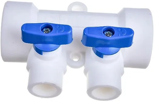 Коллектор запорный проходной 2 отвода синий 40мм x 20мм Kalde 3272-mnb-400220