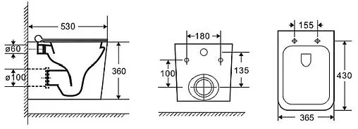 Комплект 5 в 1 Idrospania Menorca 40220+30350+AZ-0057 с кнопкой белый глянцевый